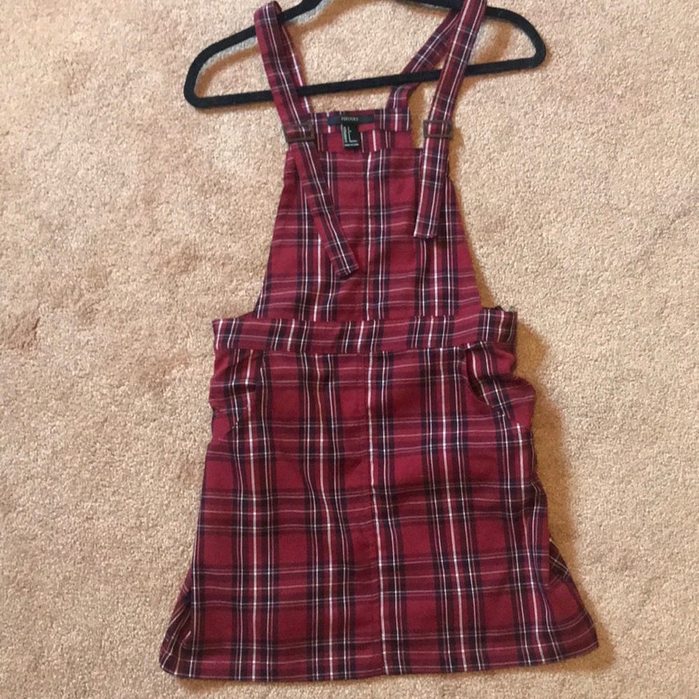 Plaid overalls dress